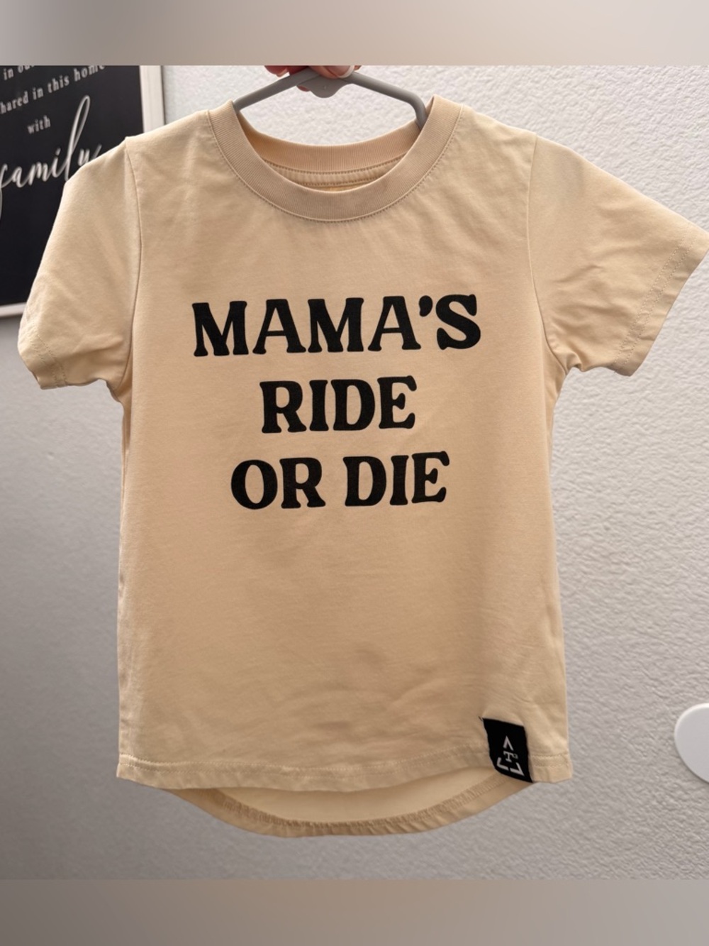 Mama's Ride Or Die Kids Tee - Cream with Black Graphic